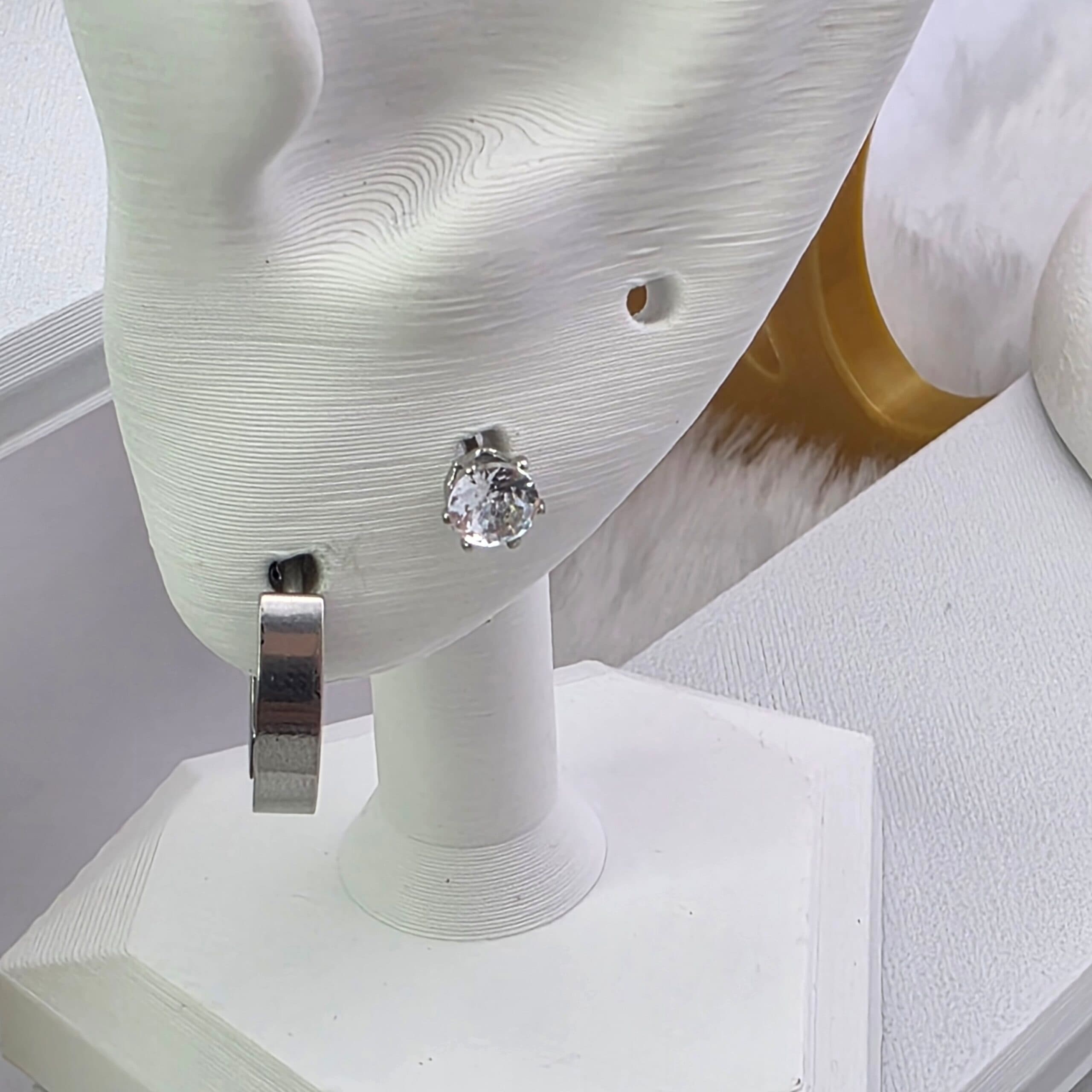 Kit de Brincos em Aço Inoxidável 316L | Argola Fosca + Ponto de Luz