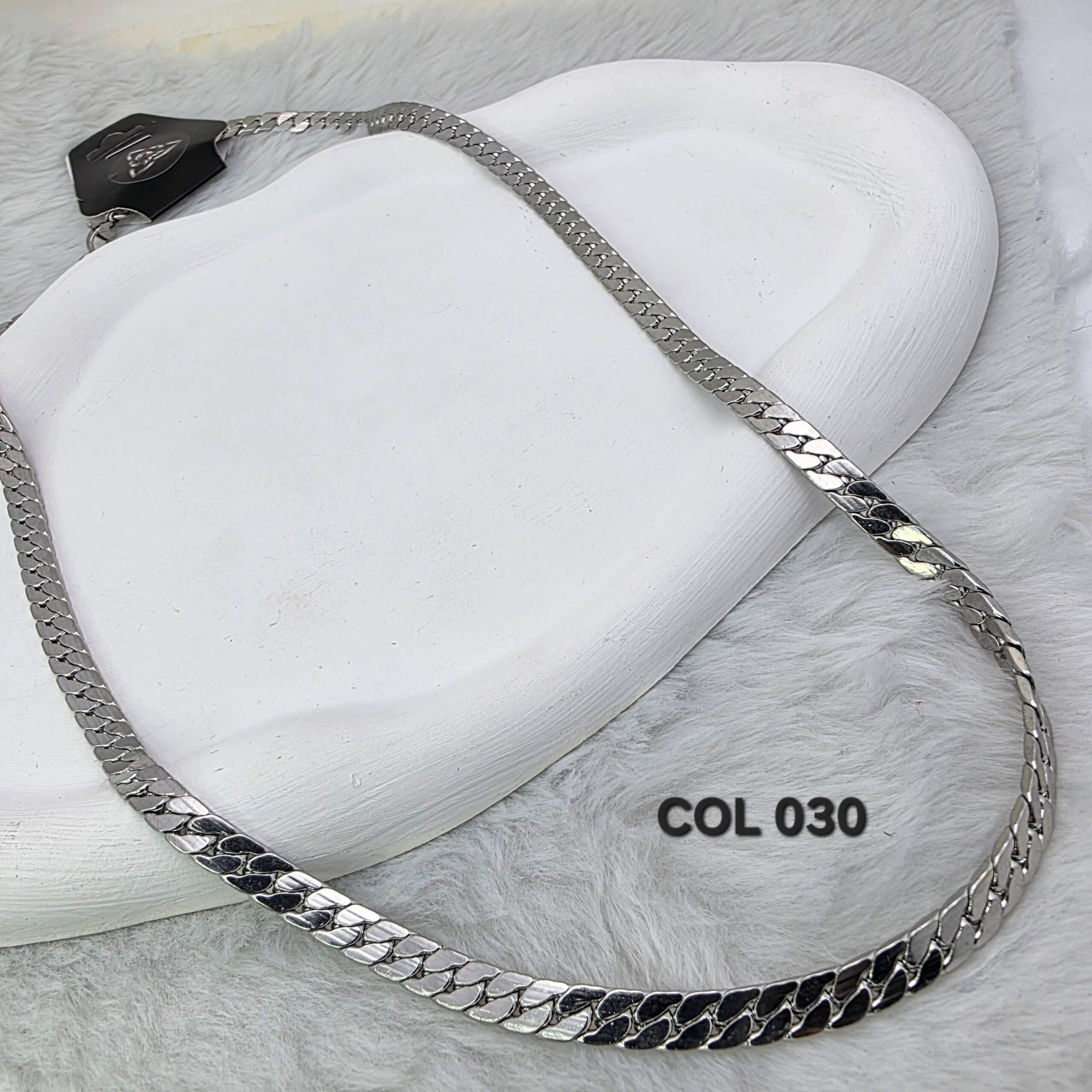Corrente grumete achatada grossa 60cm - Aço Inox - Prata