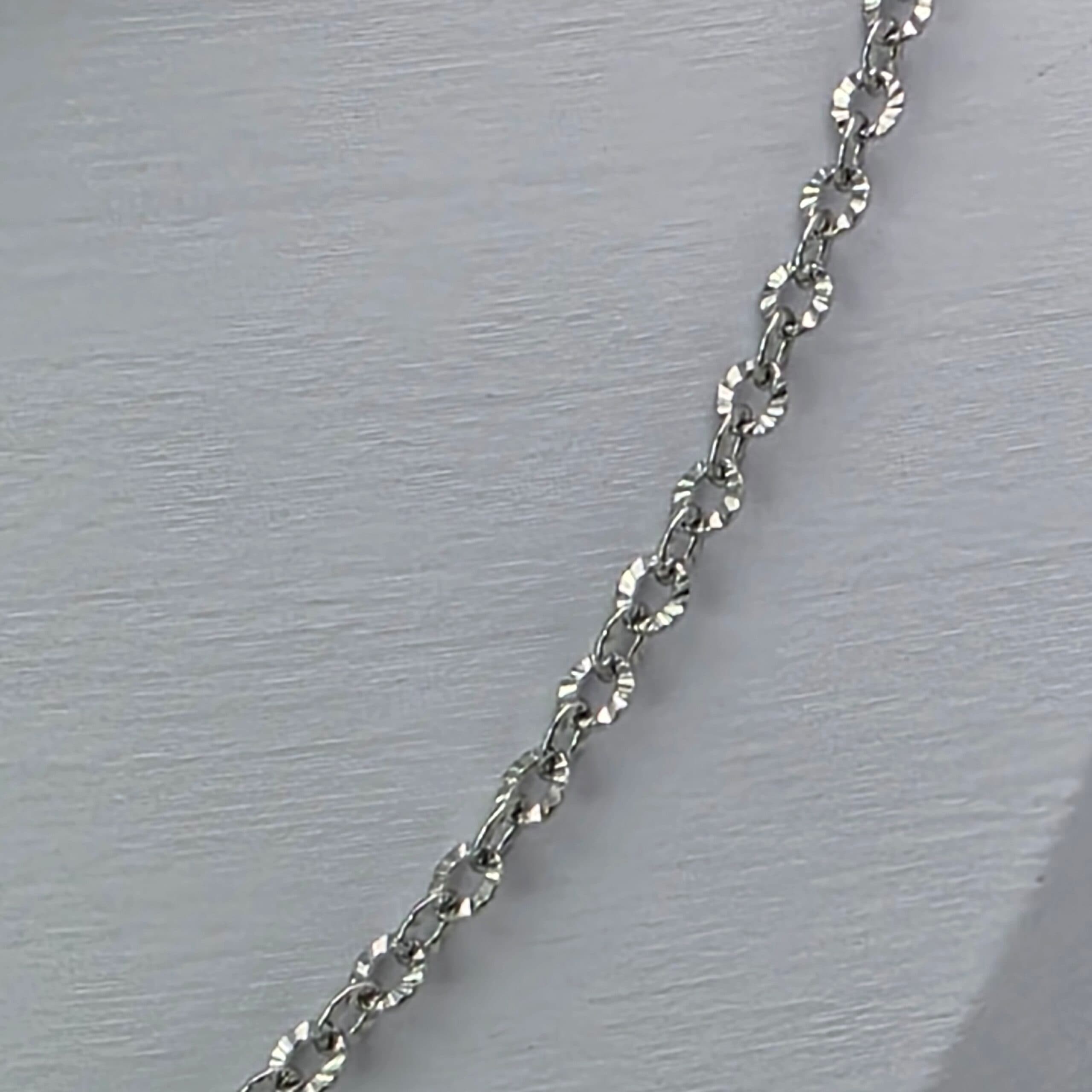CORRENTE ELO DIAMANTADO EM AÇO INOX 316L - PRATA - 45cm