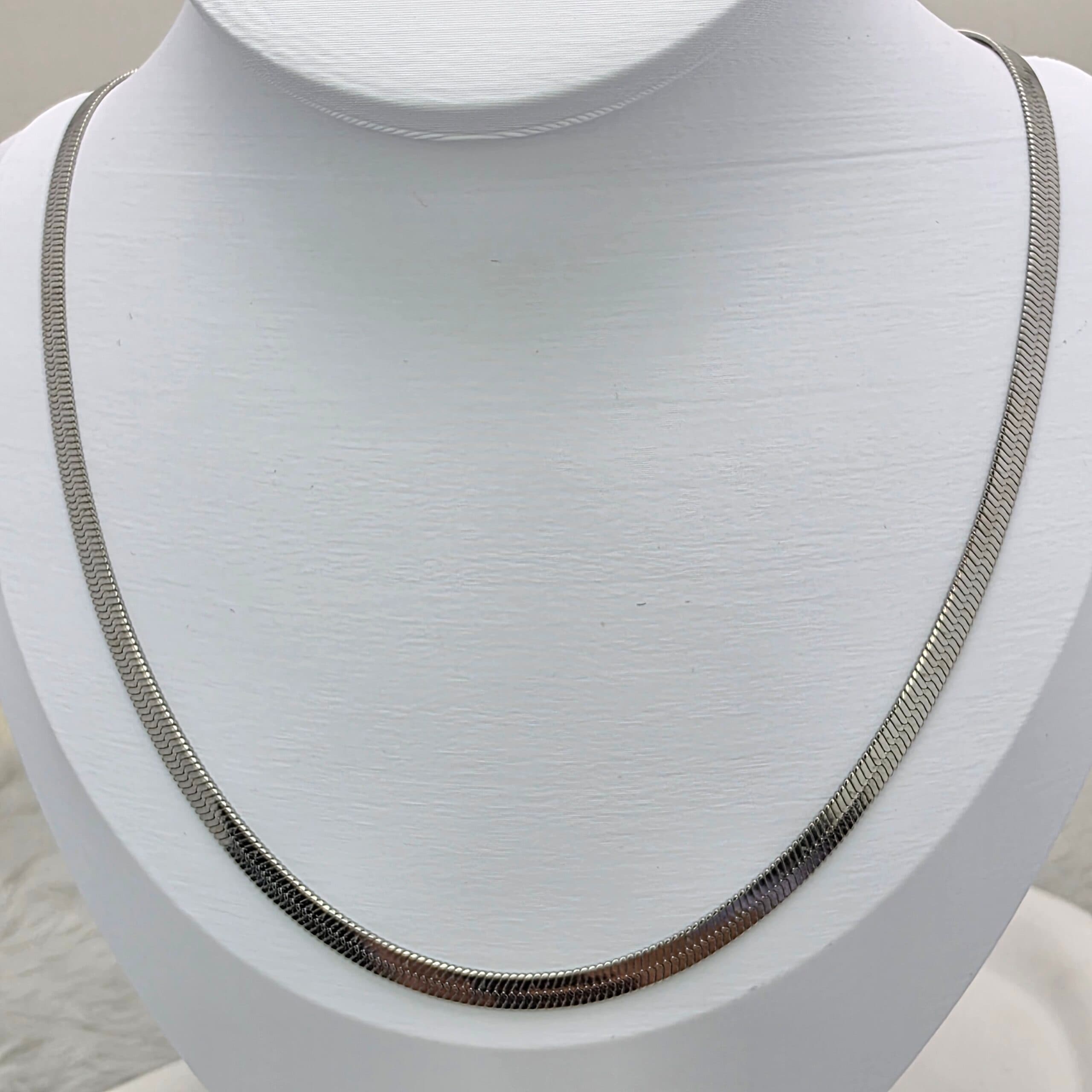 Colar Malha Snake Prata 45 cm em Aço Inoxidável 316L