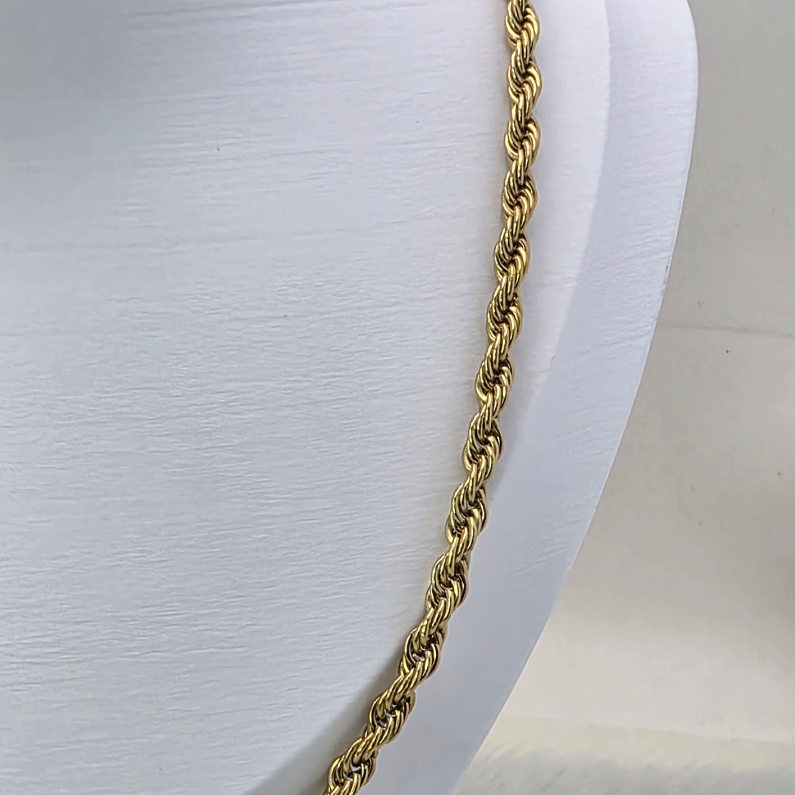 Corrente Baiana (Corda) Dourada 60 cm em Aço Inoxidável 316L - 0,8mm