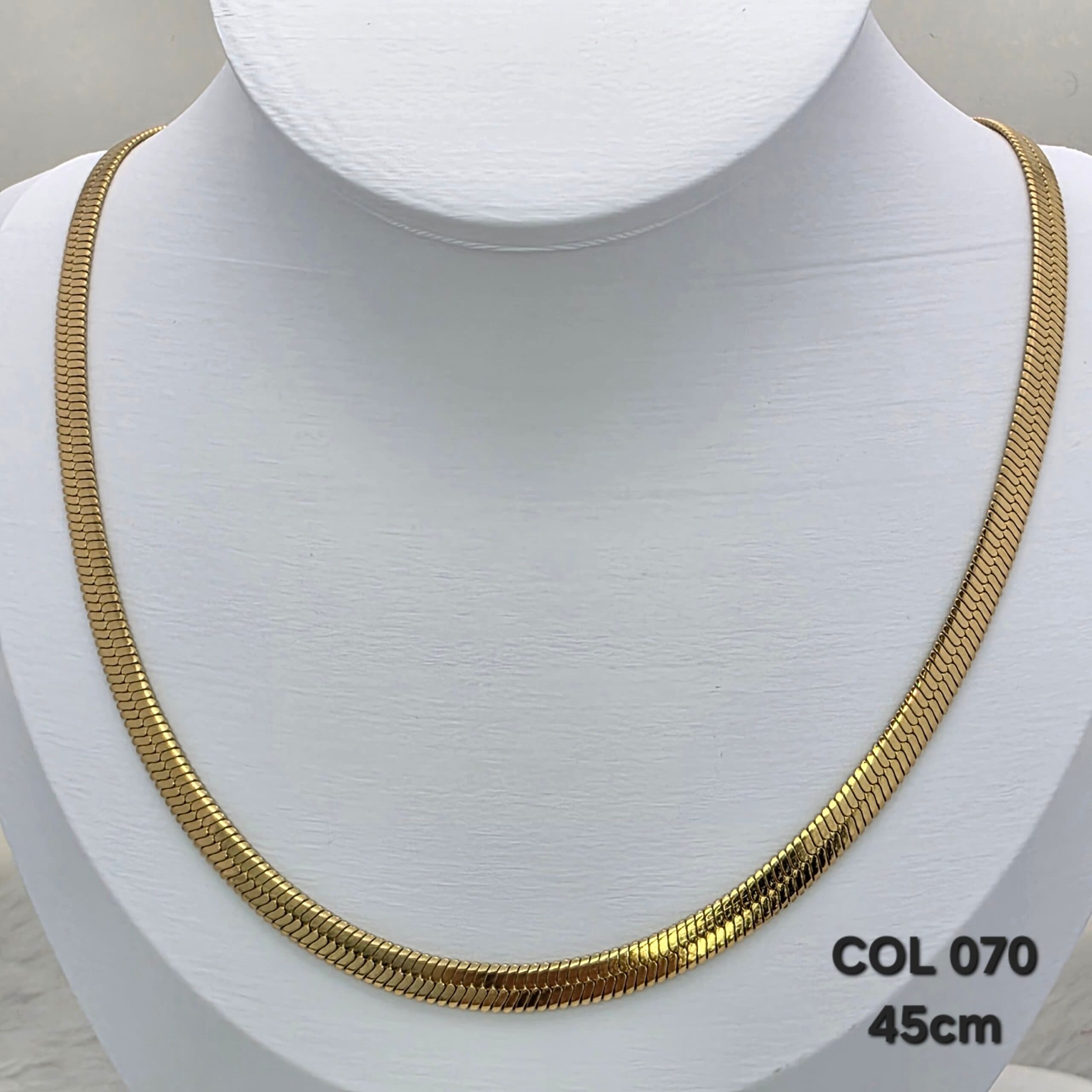 Colar Malha Snake Dourado 45 cm em Aço Inoxidável 316L