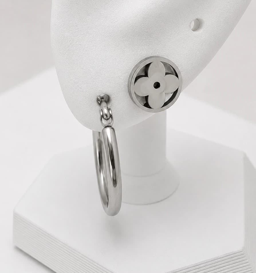 Kit Brincos - Argola Lisa + Flor Vazada