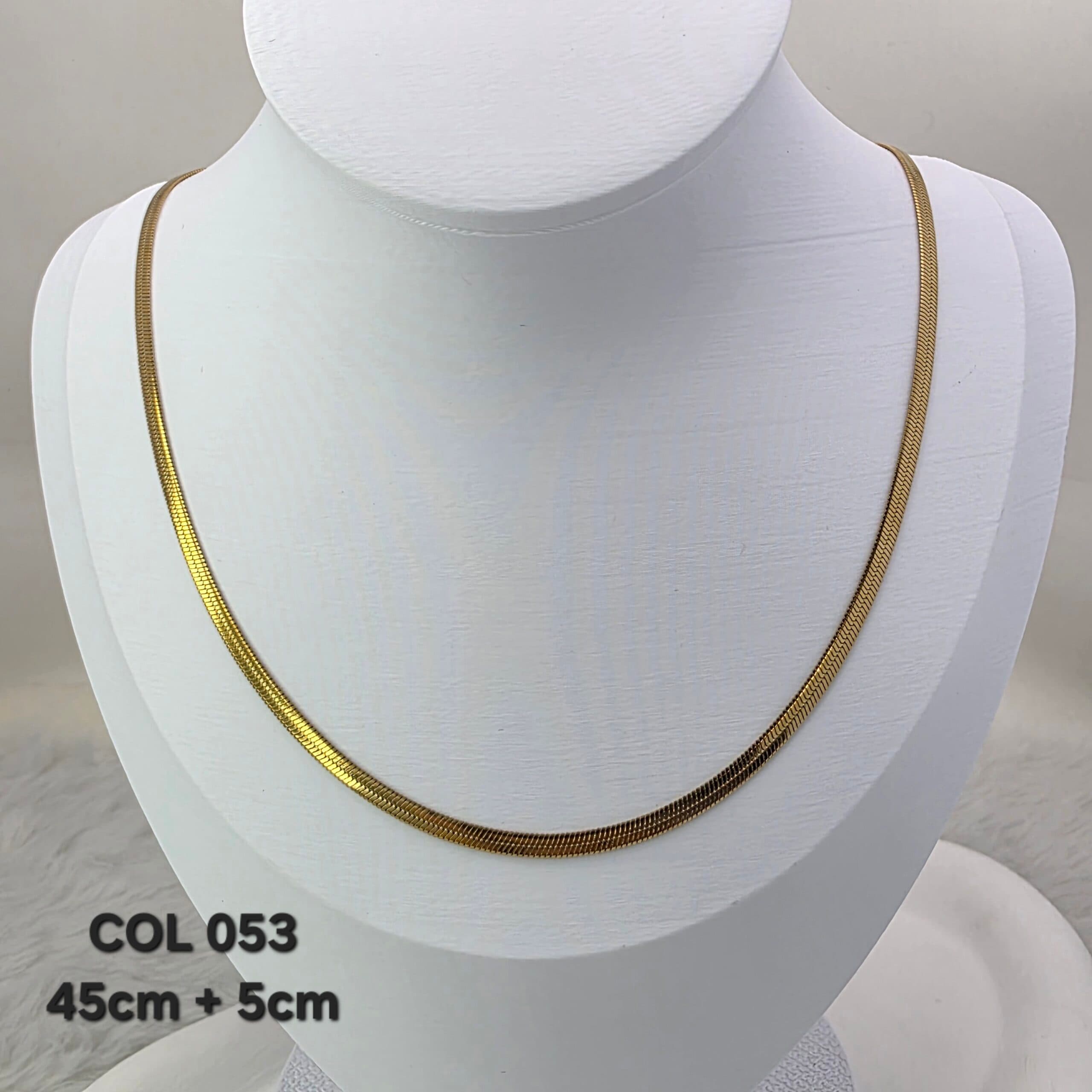 Corrente Malha Snake  Dourada | Aço Inoxidável 316L - 45cm + 5cm extensor
