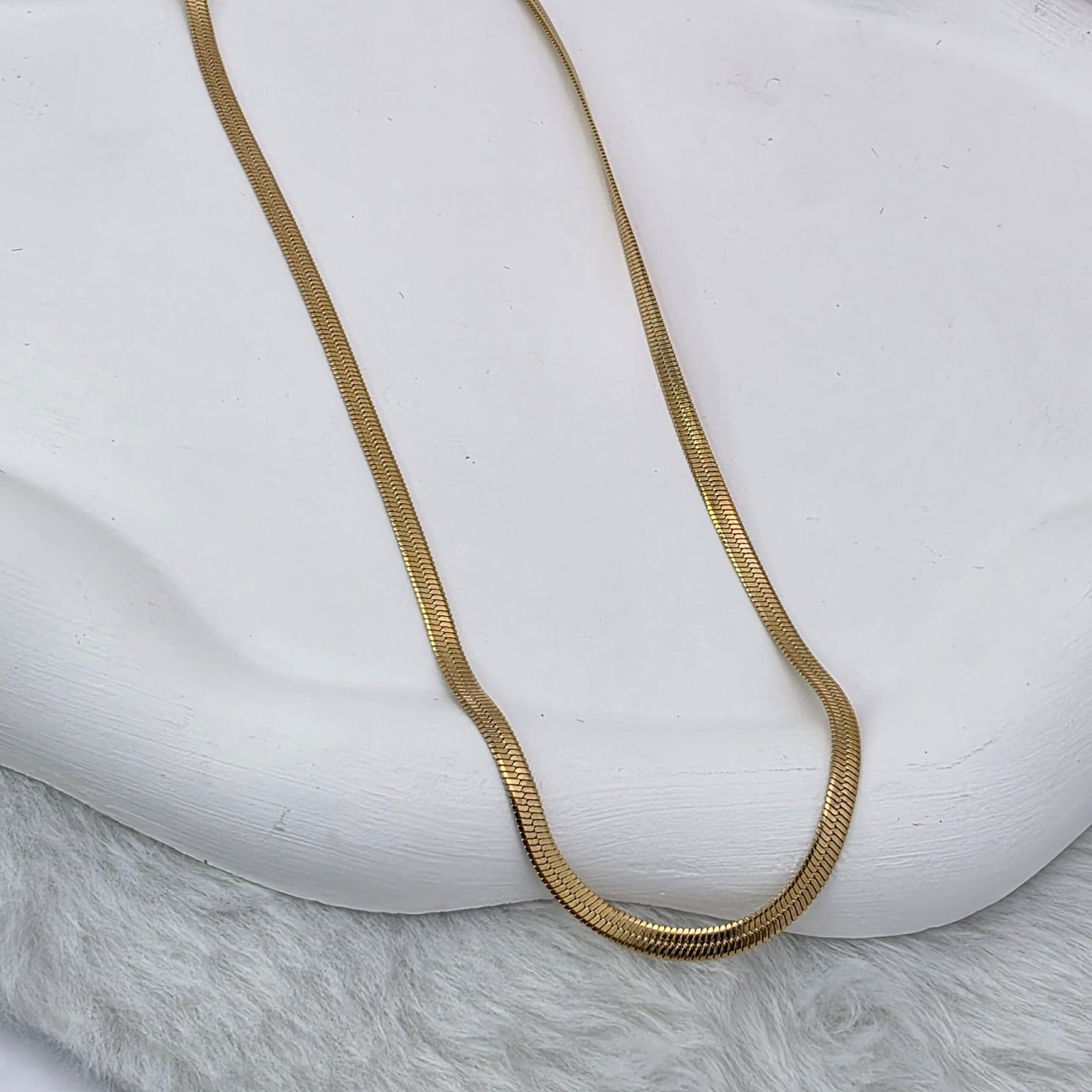 Corrente Malha Snake  Dourada | Aço Inoxidável 316L - 45cm + 5cm extensor