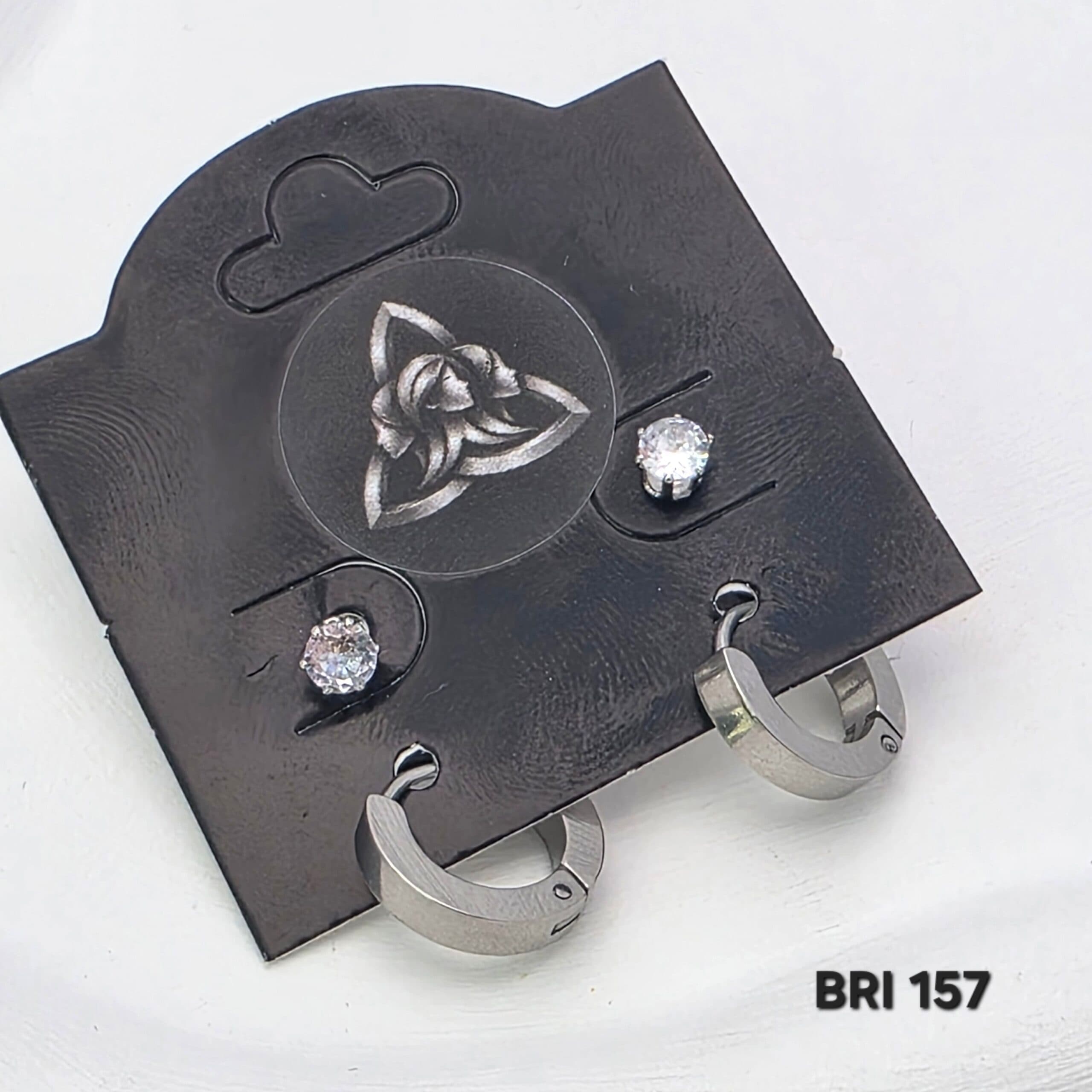 Kit de Brincos em Aço Inoxidável 316L | Argola Fosca + Ponto de Luz