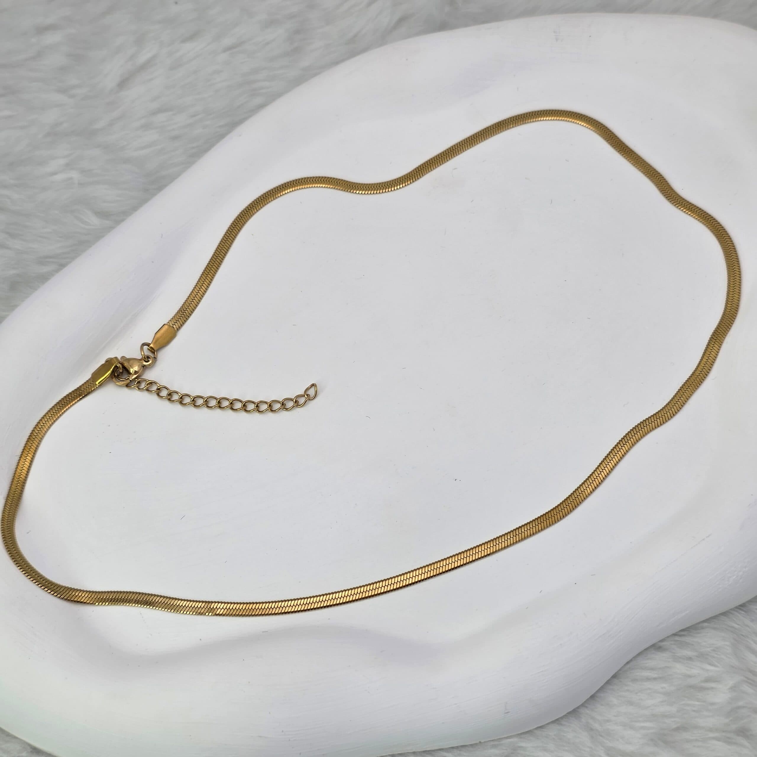 Corrente Malha Snake  Dourada | Aço Inoxidável 316L - 45cm + 5cm extensor
