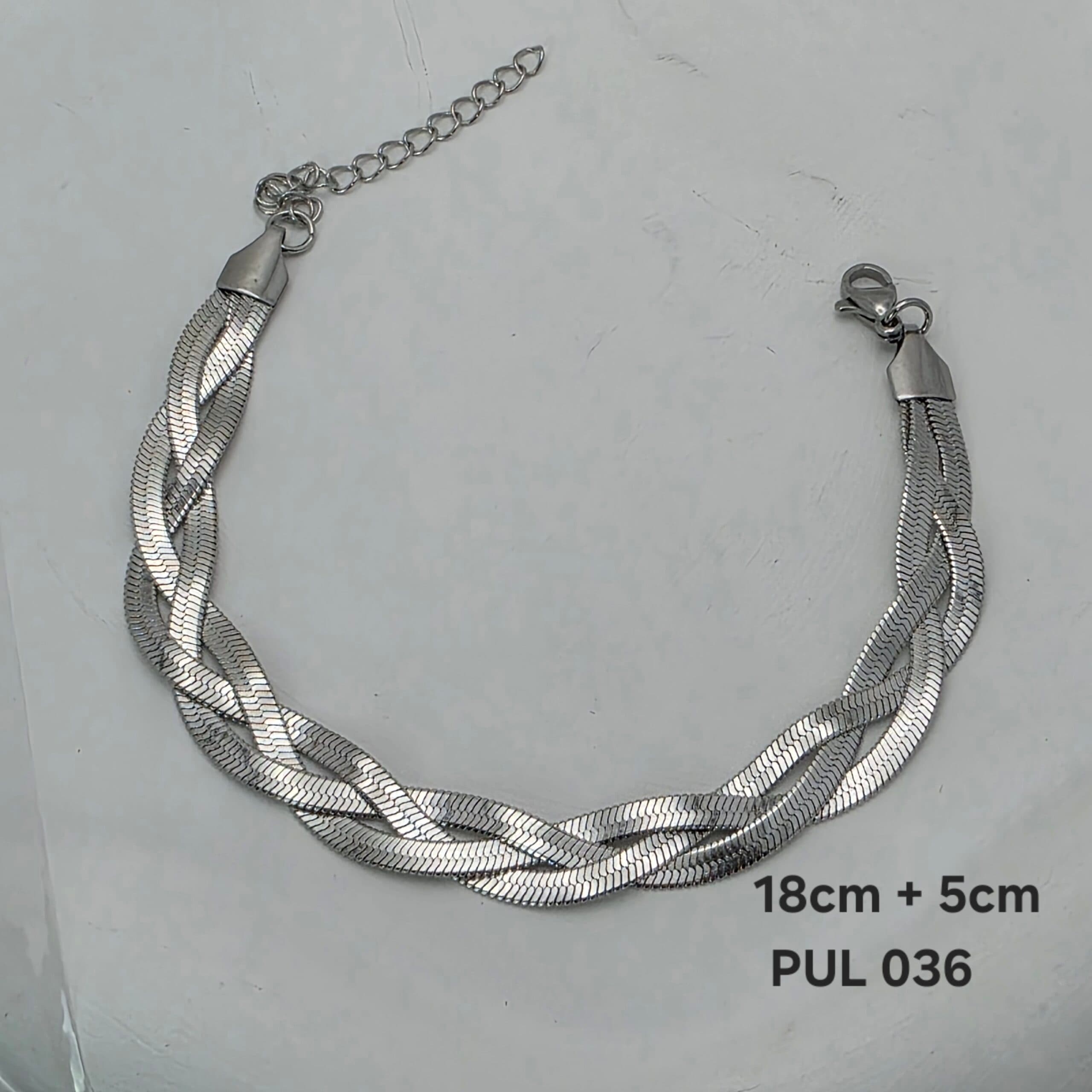 Pulseira Snake Trançada Tripla em Aço Inoxidável 316L - Prata