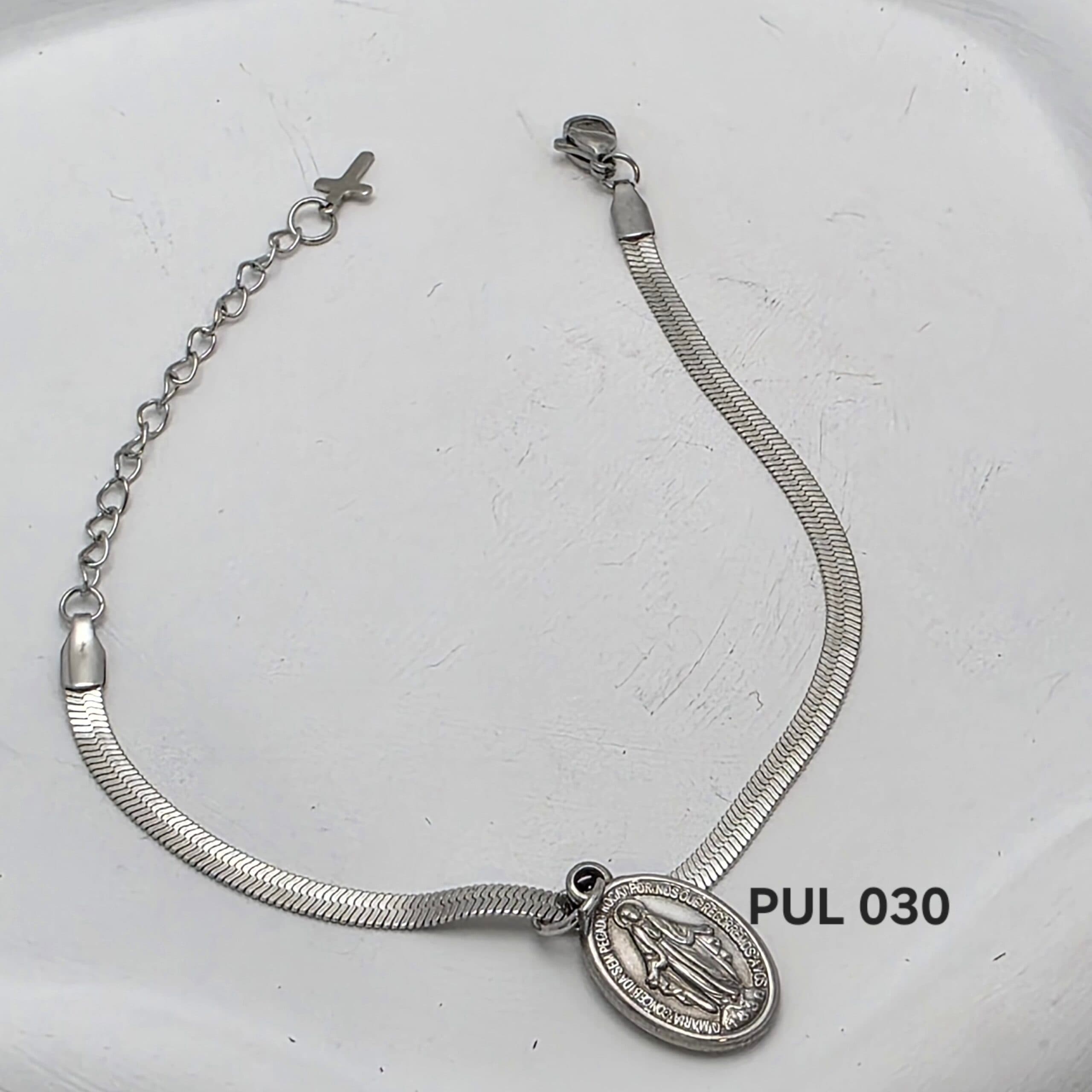 Pulseira Snake com Medalha de Nossa Senhora das Graças | Aço Inoxidável 316L