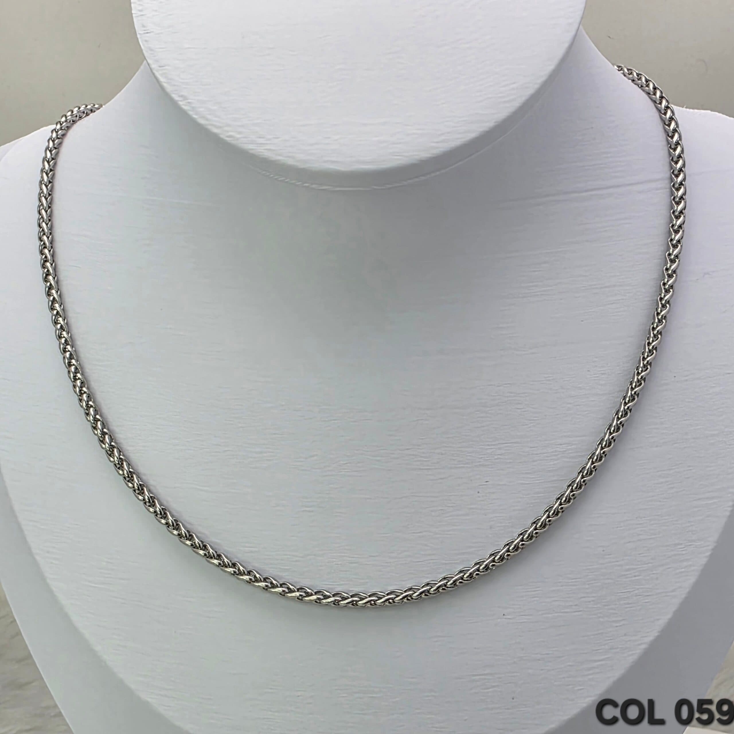 Colar Trançado Prata - 60cm - Aço Inoxidável 316L