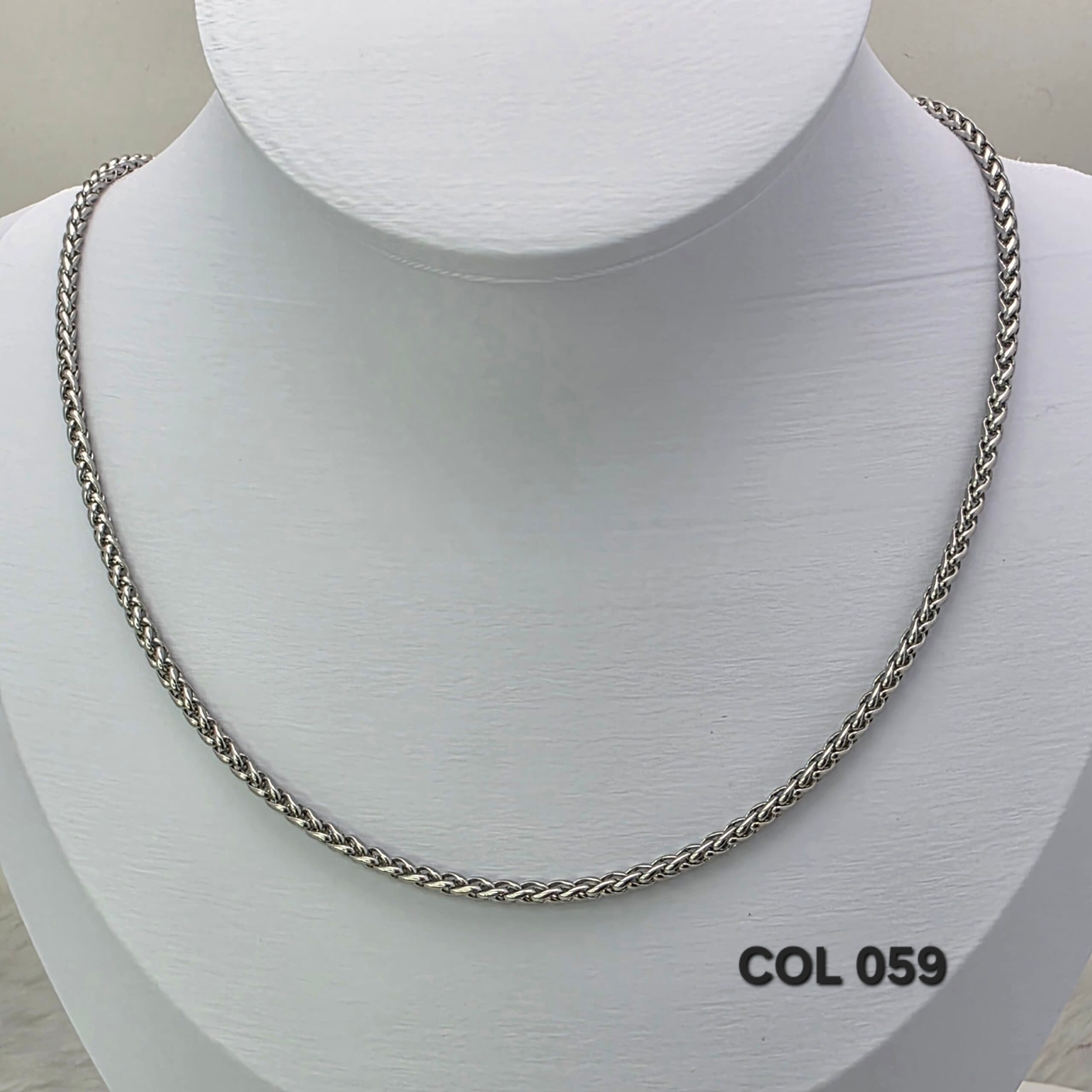 Colar Trançado Prata - 60cm - Aço Inoxidável 316L