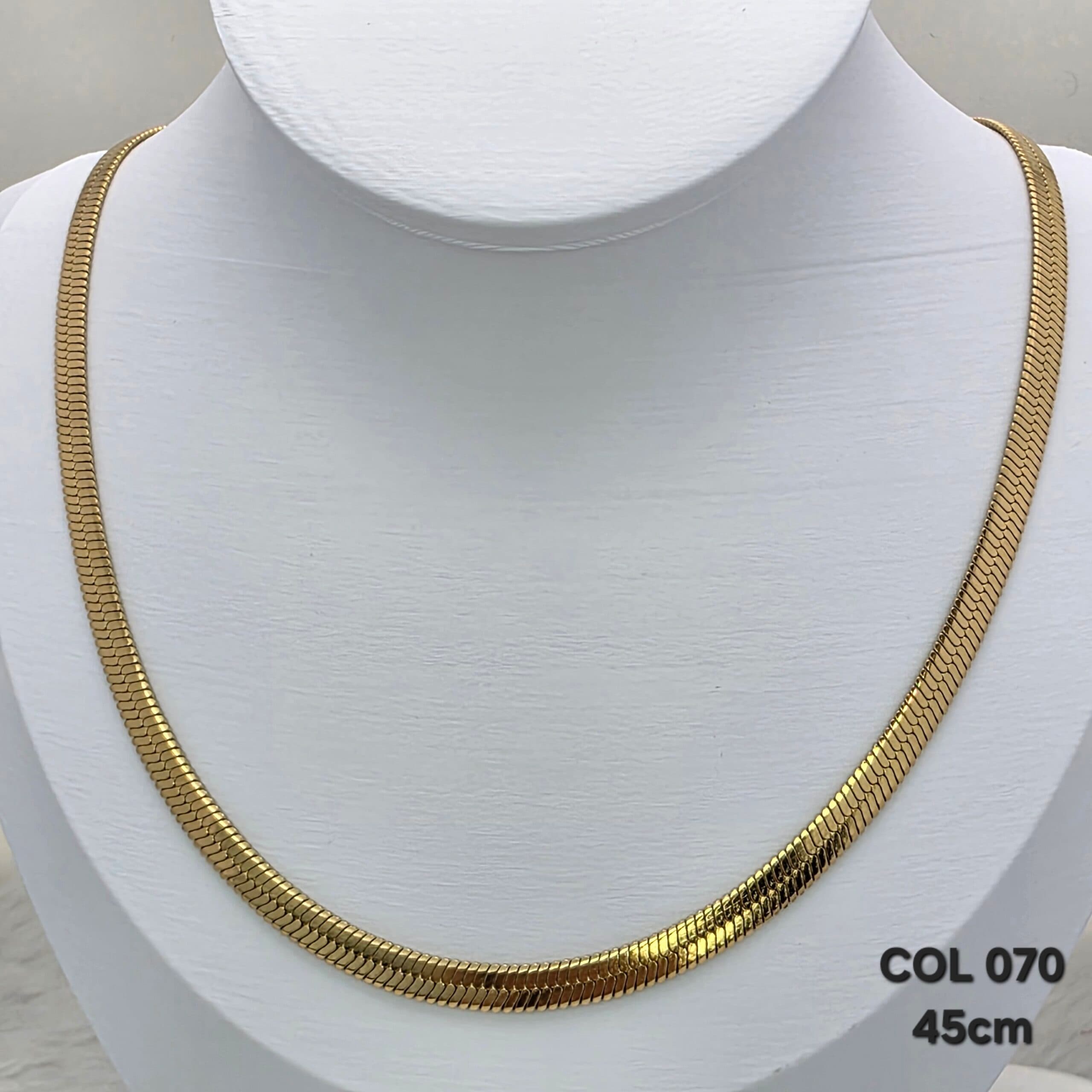 Colar Malha Snake Dourado 45 cm em Aço Inoxidável 316L