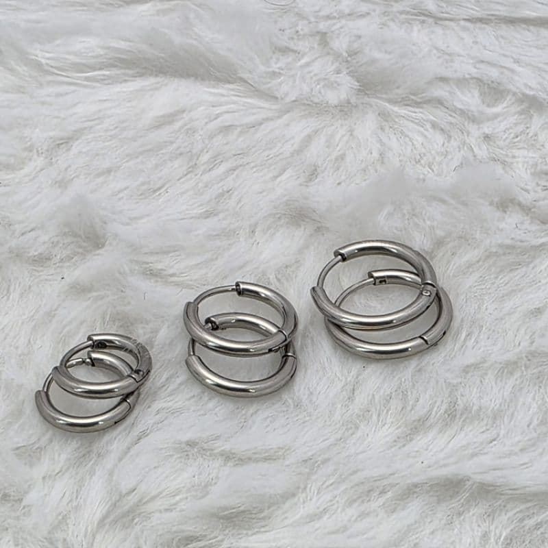 Trio Aura Argolas Femininas Aço Inox 316L Dourado ou Prata 3 Tamanhos