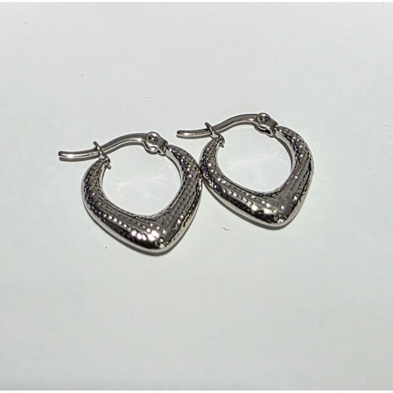 Argola  Texturizada Formato Gota (Vicenza) Prata | Aço Inox 316l