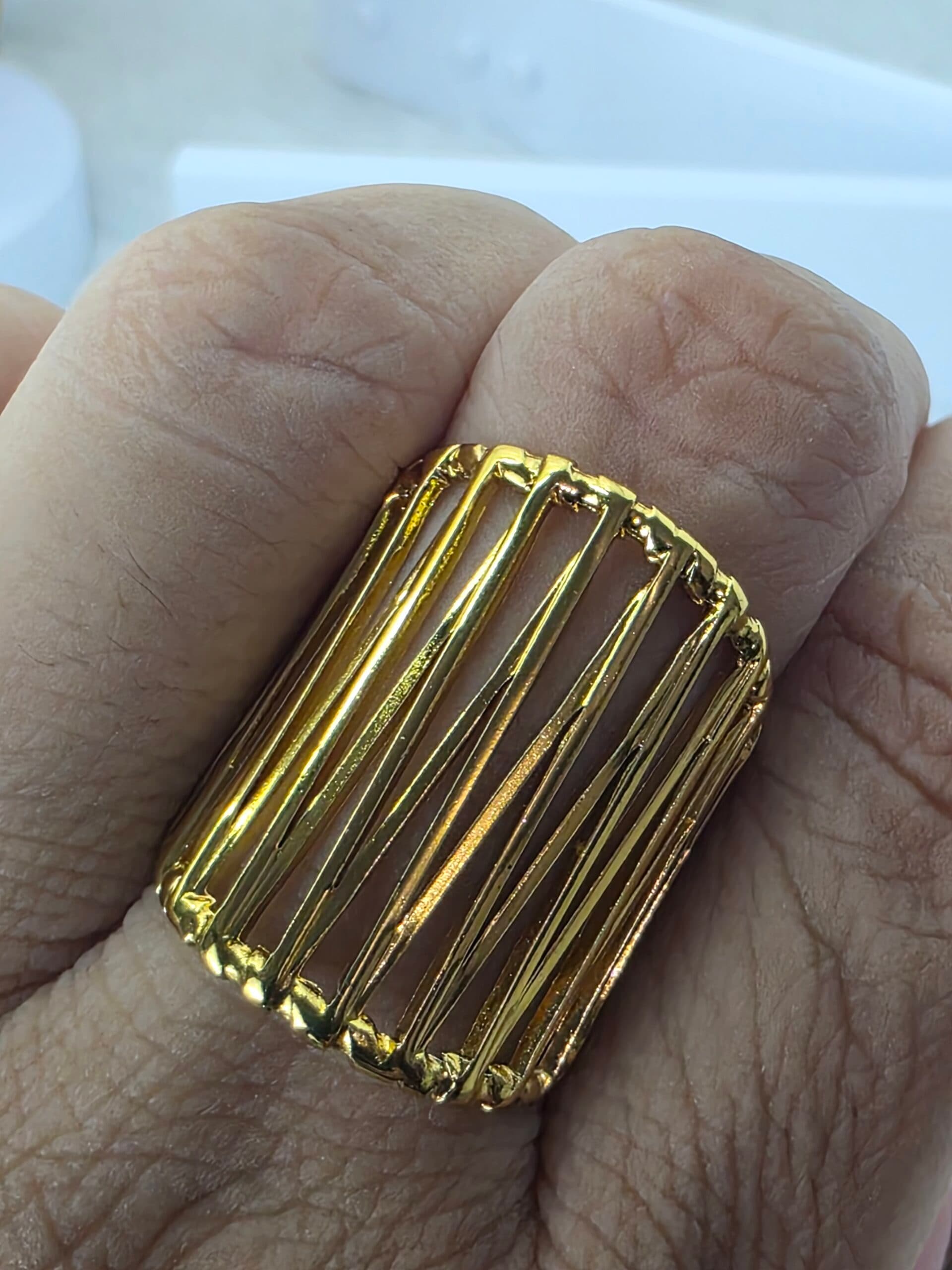 Anel Aramado  Ajustável Dourado em Aço Inoxidável | Tríade Aço