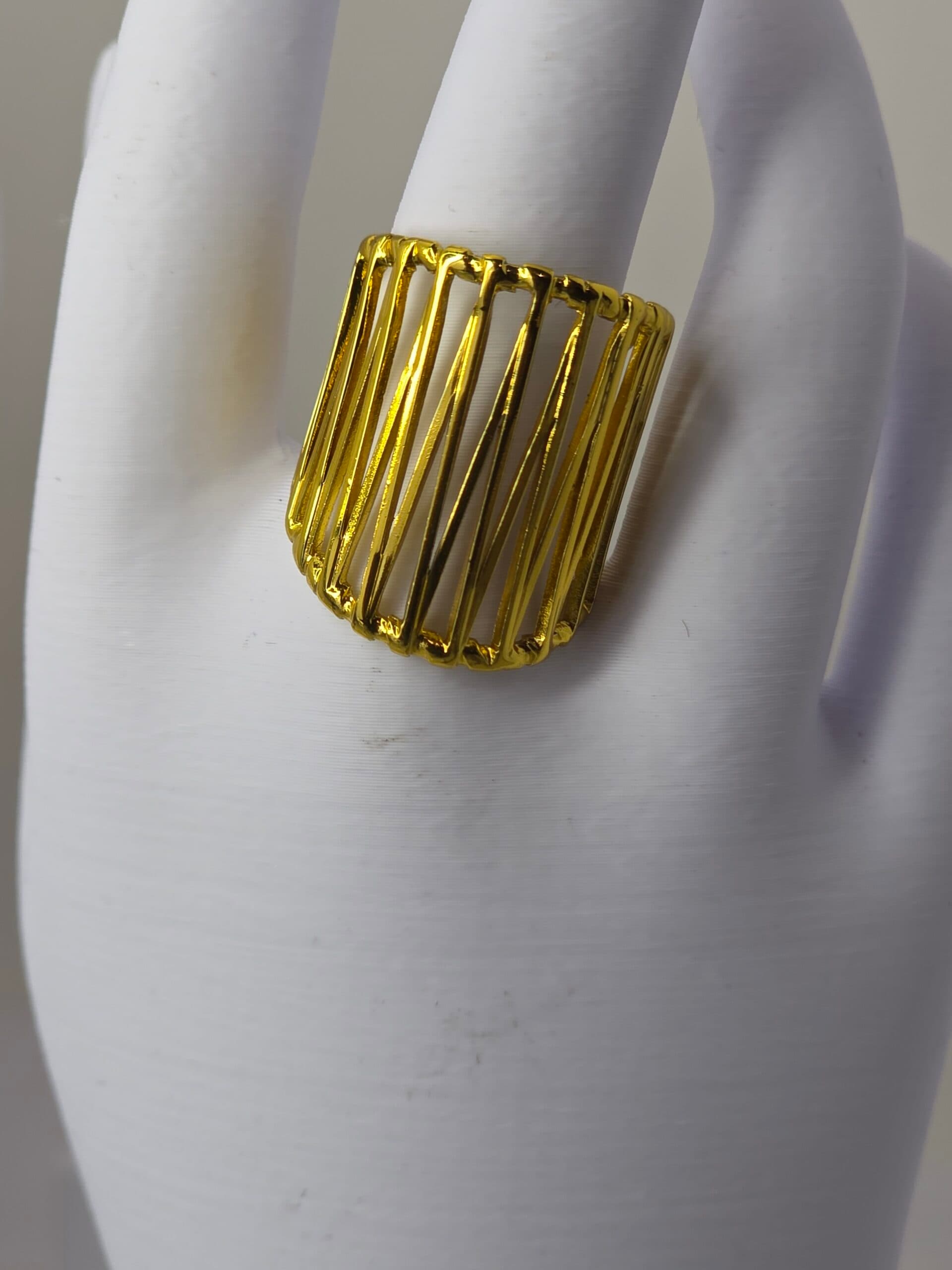 Anel Aramado  Ajustável Dourado em Aço Inoxidável | Tríade Aço