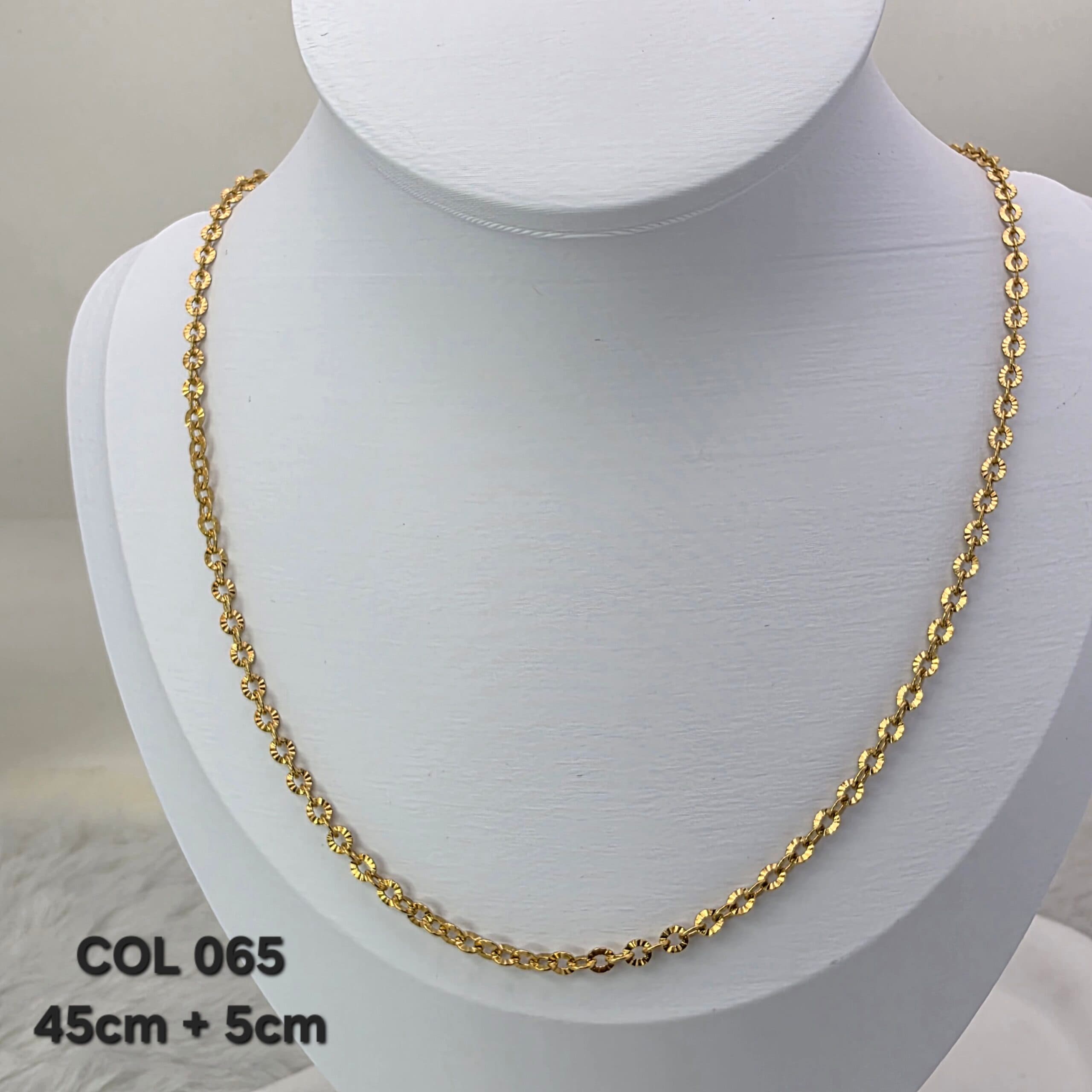 Colar Elo Diamantado Dourado - 45 cm + 5 cm | Aço Inoxidável 316L | Banho PVD
