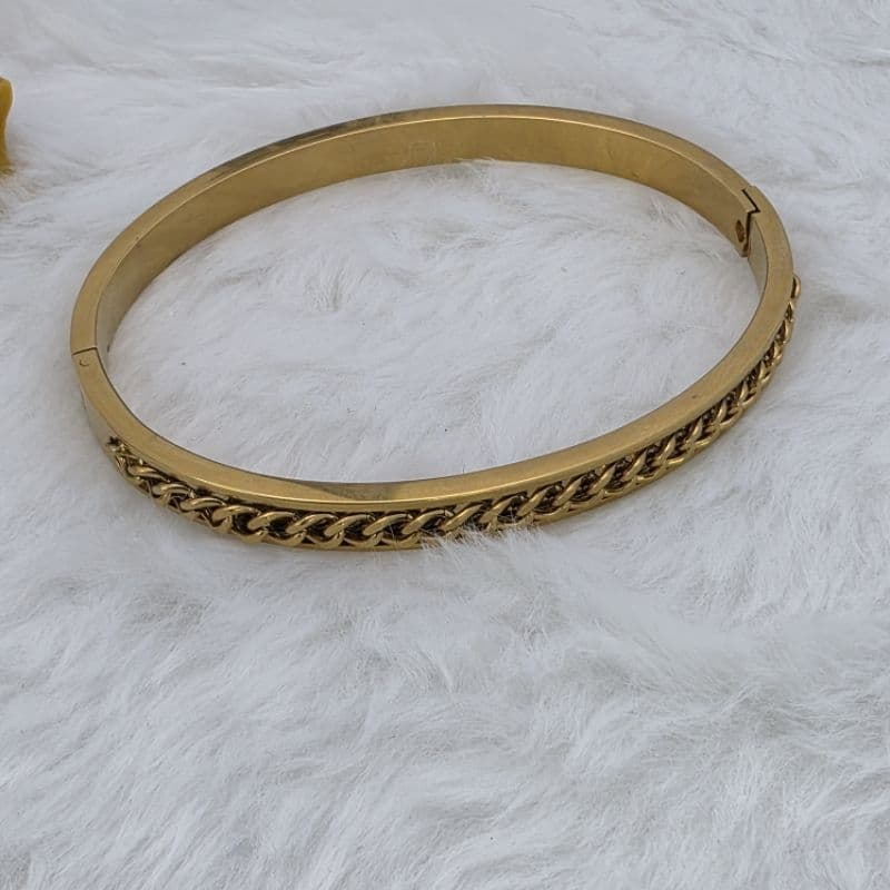 Bracelete Monaco Feminino | Aço Inox 316L | Dourado Corrente Luxo Elegante