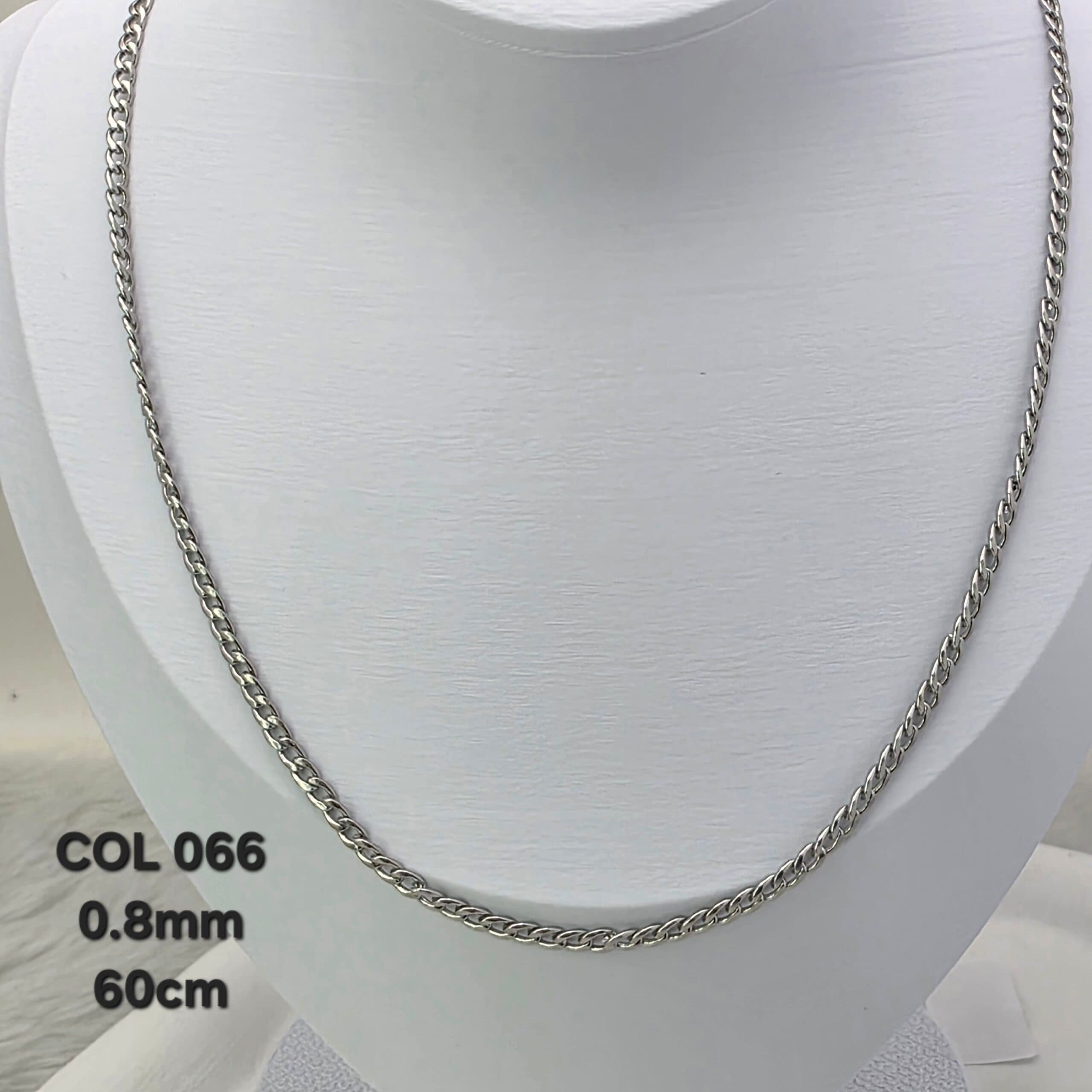 CORRENTE GRUMETE PRATA - AÇO INOX - 0.8mm - 60cm
