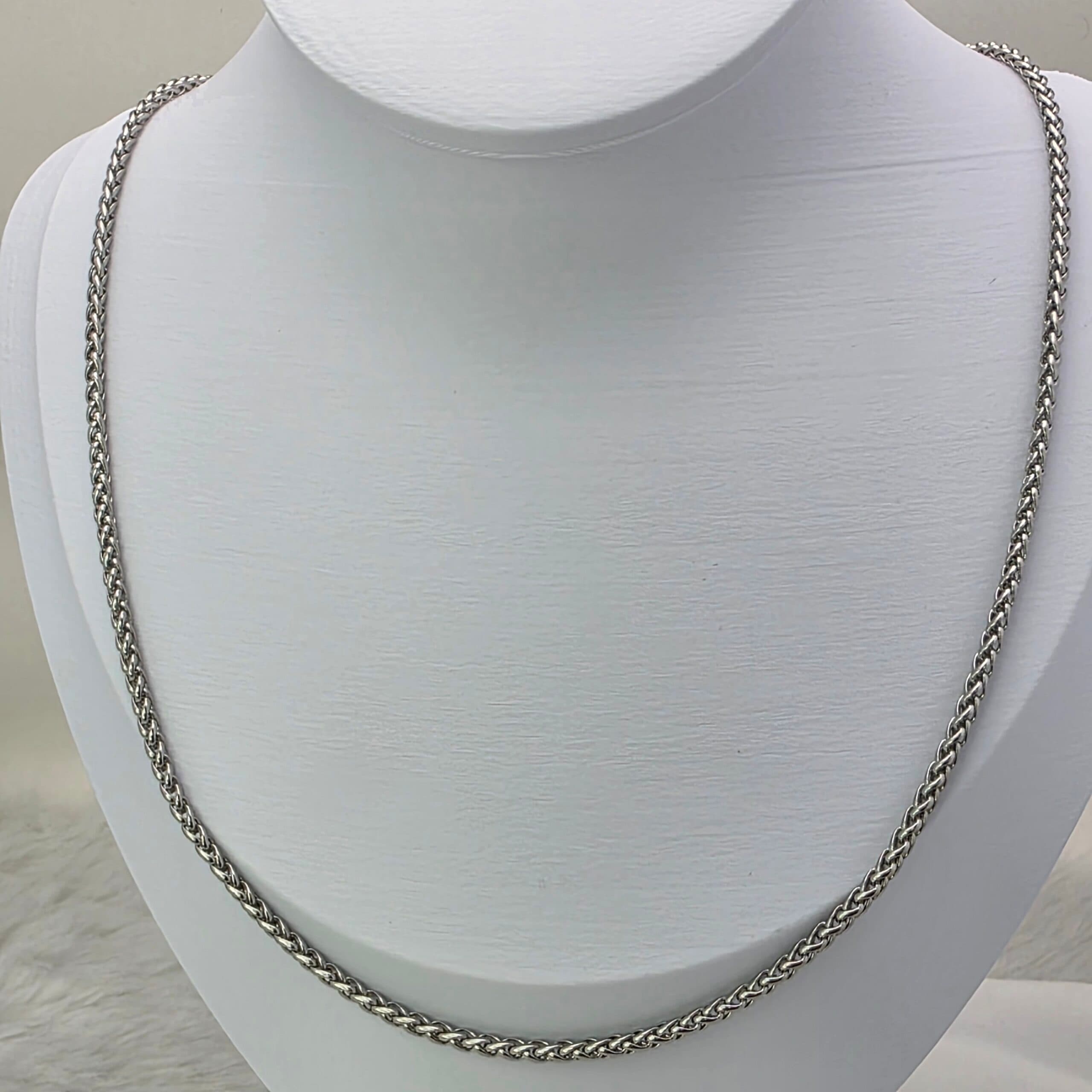 Corrente Elos Trançados Prata 1,0 mm 60 cm em Aço Inoxidável 316L