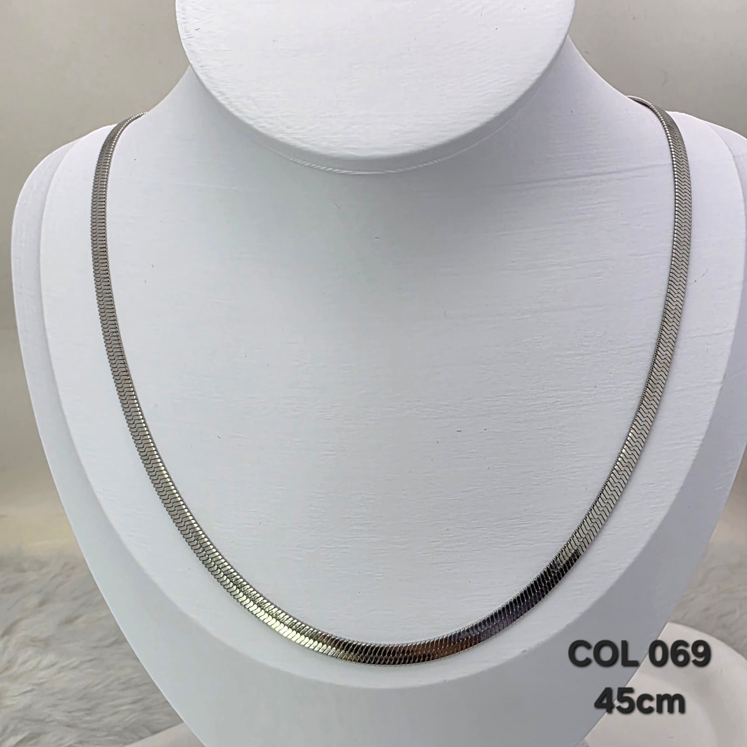 Colar Malha Snake Prata 45 cm em Aço Inoxidável 316L