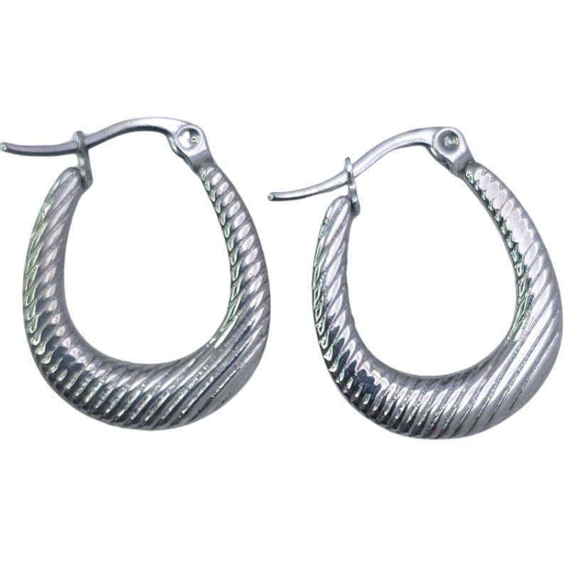 Argola Ravena Prata Feminina Aço Inox 316L Texturizada Antialérgica Luxo