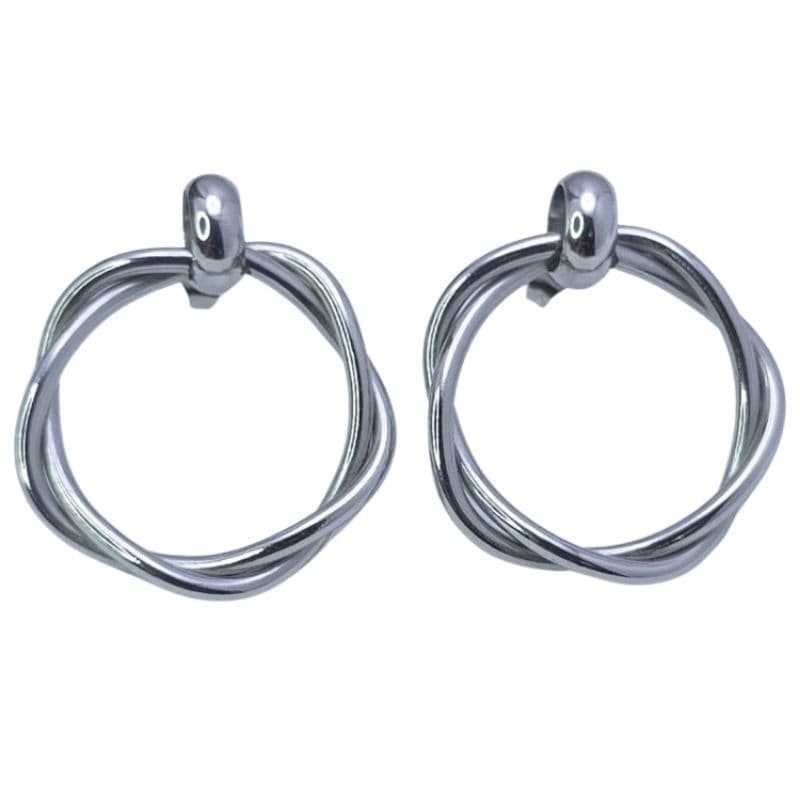 Argola Intreccio Prata em Aço Inox 316L | Design Entrelaçado Moderno | Antialérgico, Resistente à água